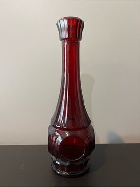 Wheaton Bullseye Ruby Red Bud Vase Mid Century Modern 9”